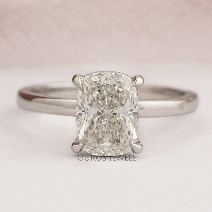 Hidden Halo Cushion Cut Diamond Solitaire Ring