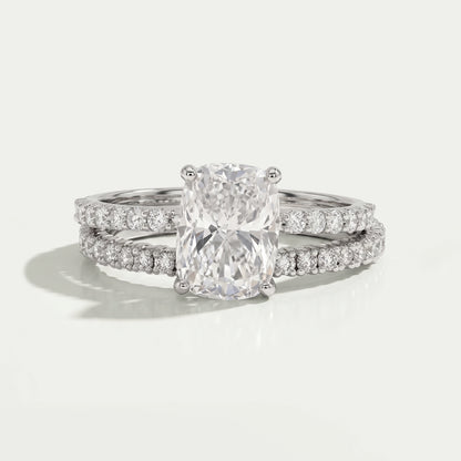 Elongated Cushion Cut Solitaire Accent Bridal Ring Set Rings