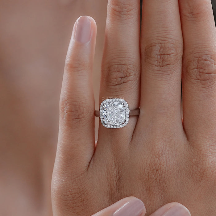 Cushion Lab Grown Diamond Halo Engagement Ring