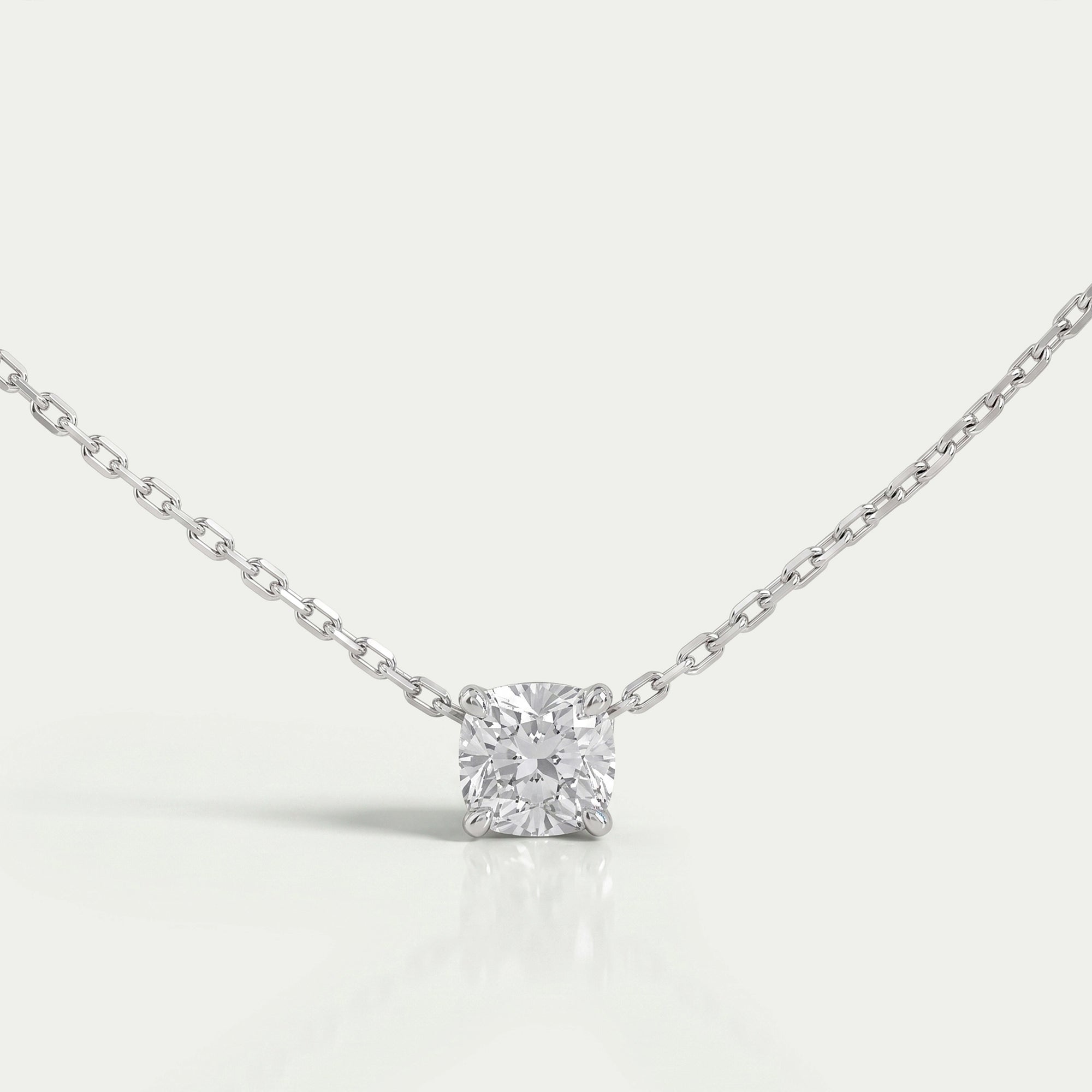 Certified Cushion Cut Lab Grown Diamond Pendant Necklaces