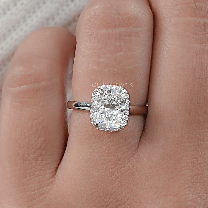 Cushion Cut Lab Diamond Halo Engagement Ring