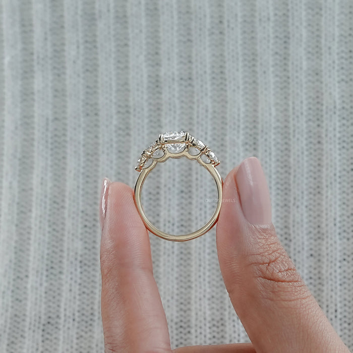 Five Stone Cushion Lab Grown Diamond Engagement Ring