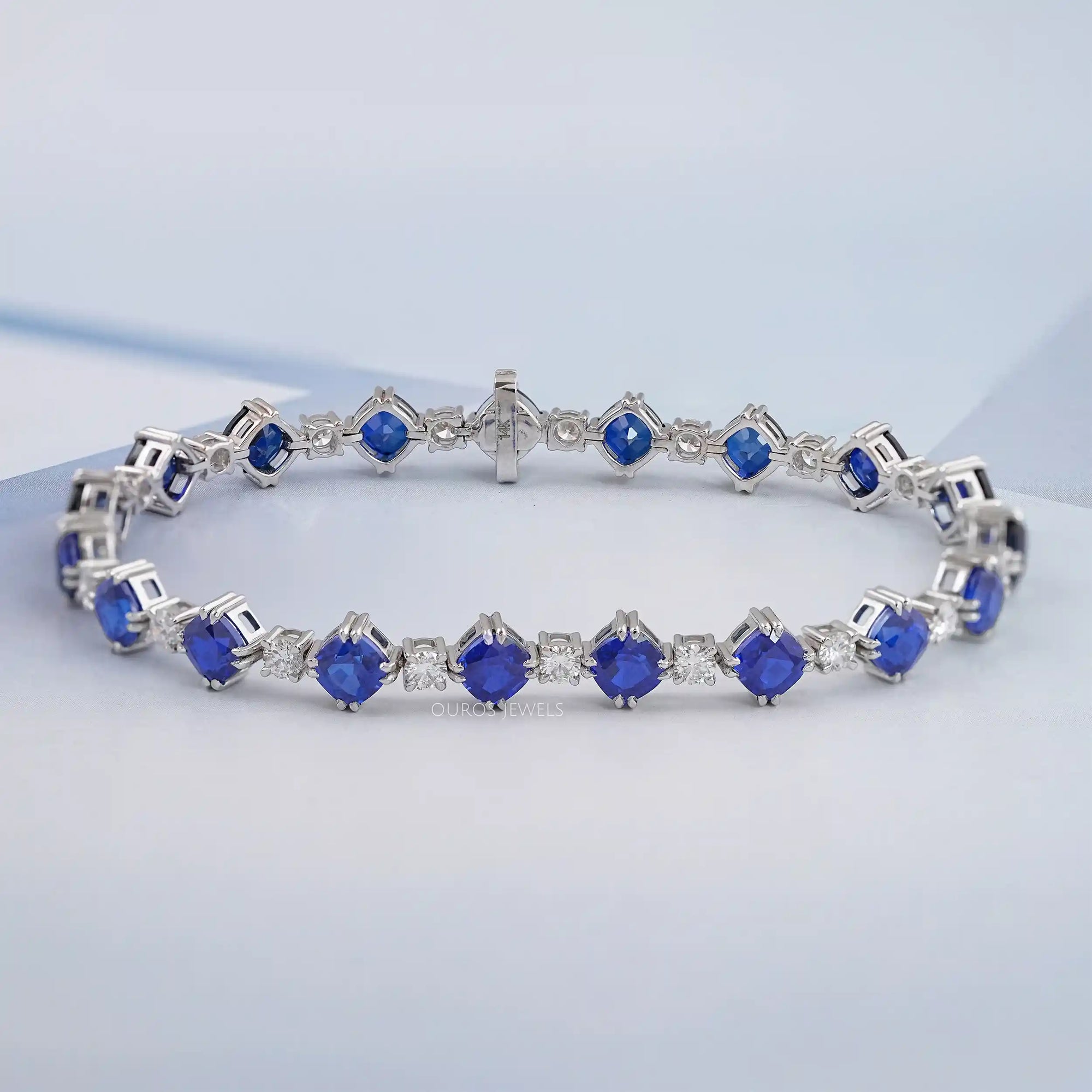 Sapphire Cushion Cut Lab Grown Gemstone Bracelet Bracelet
