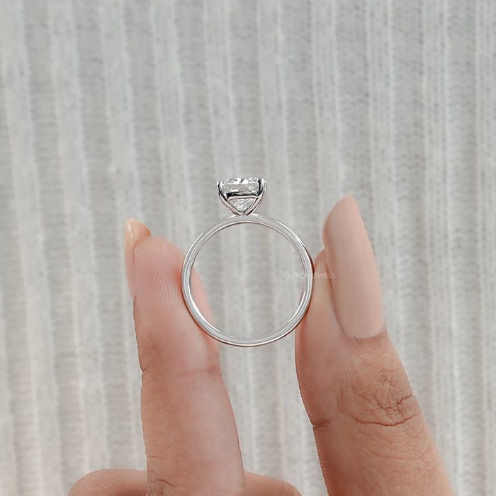 Hidden Halo Cushion Cut Diamond Solitaire Ring