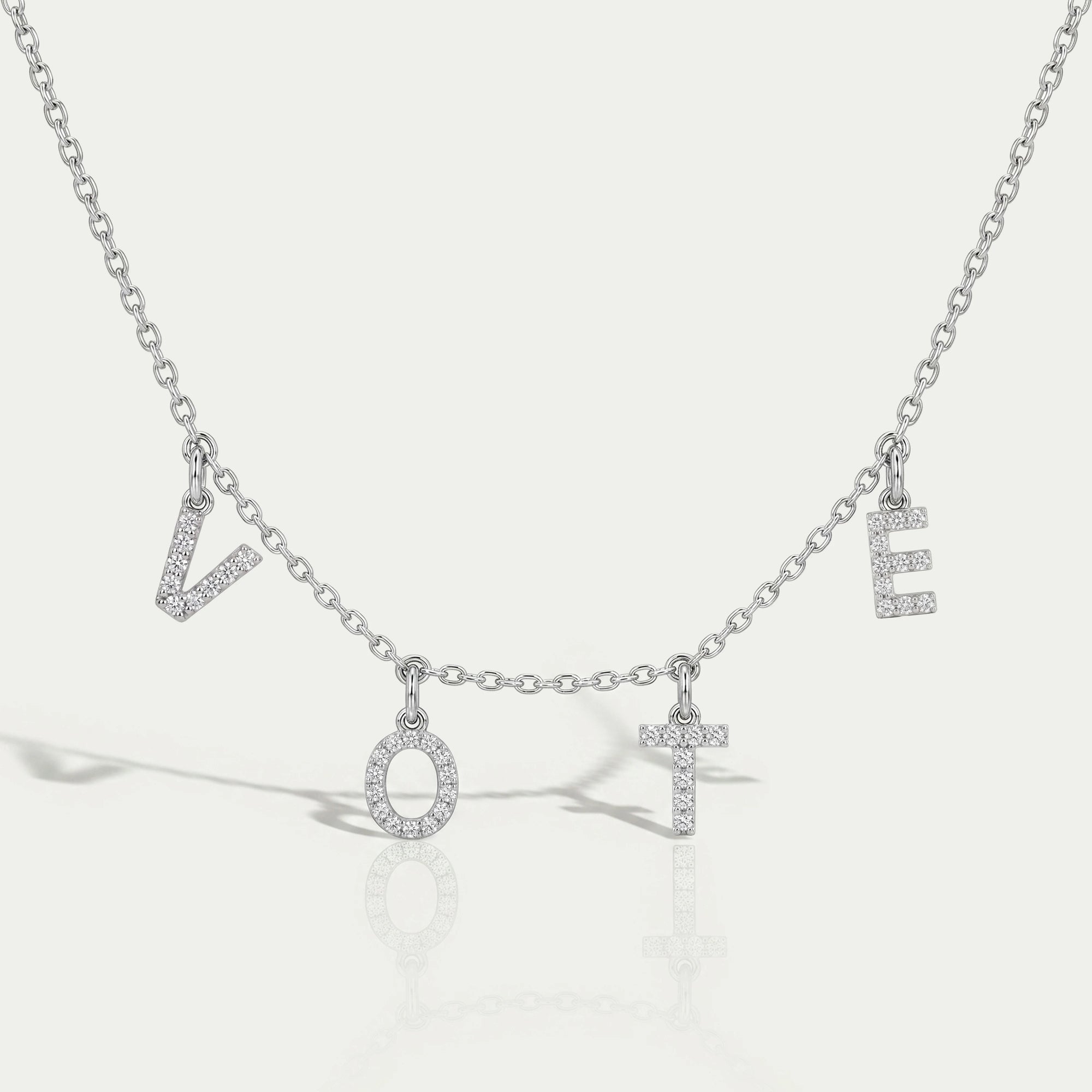 Customize VOTE Letter Round Cut Pendant Necklaces