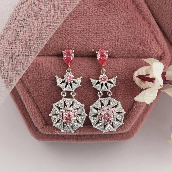 Starbrust Pink Pear Lab Diamond Drop Earrings