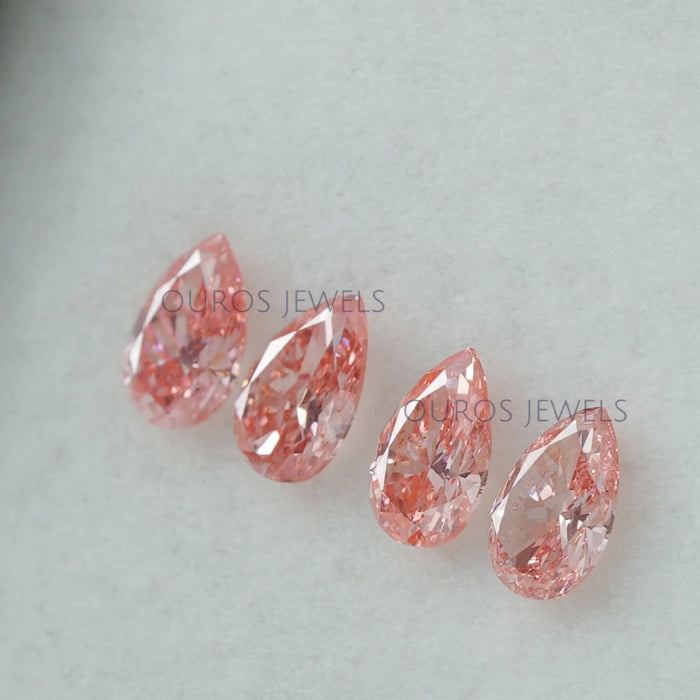 0.42 Carat Each Pink Pear Shaped Lab Diamond