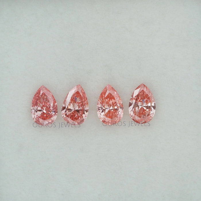 0.42 Carat Each Pink Pear Shaped Lab Diamond