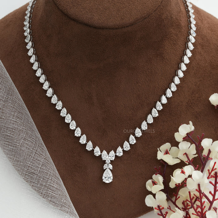 Pear Shaped Lab Grown Diamond Tennis Necklace