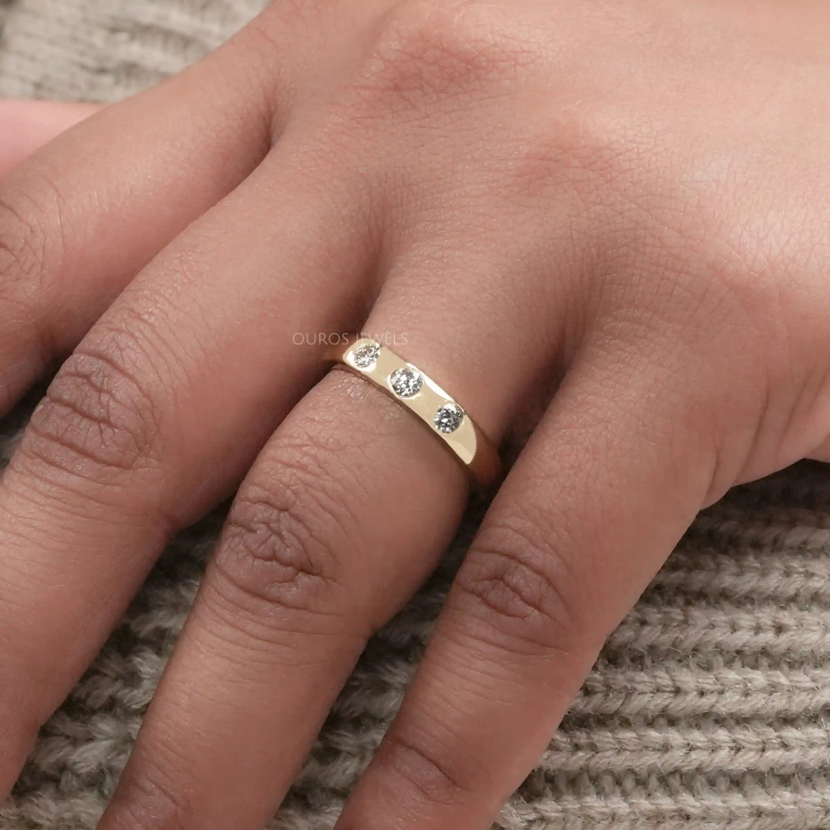 OEC Round Cut Lab Diamond Gypsy Set Band Ring