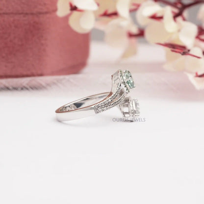 Two Stone Pear Cut Lab Diamond Bypass Ring Ring