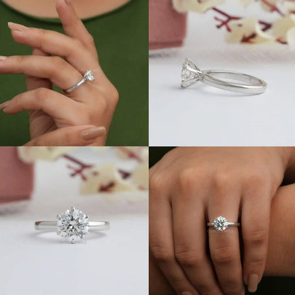 Six Prong Round Cut Solitaire Diamond Ring Rings
