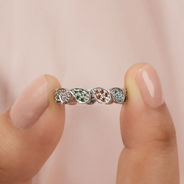 Fancy Color Round Diamond Eternity Wedding Band