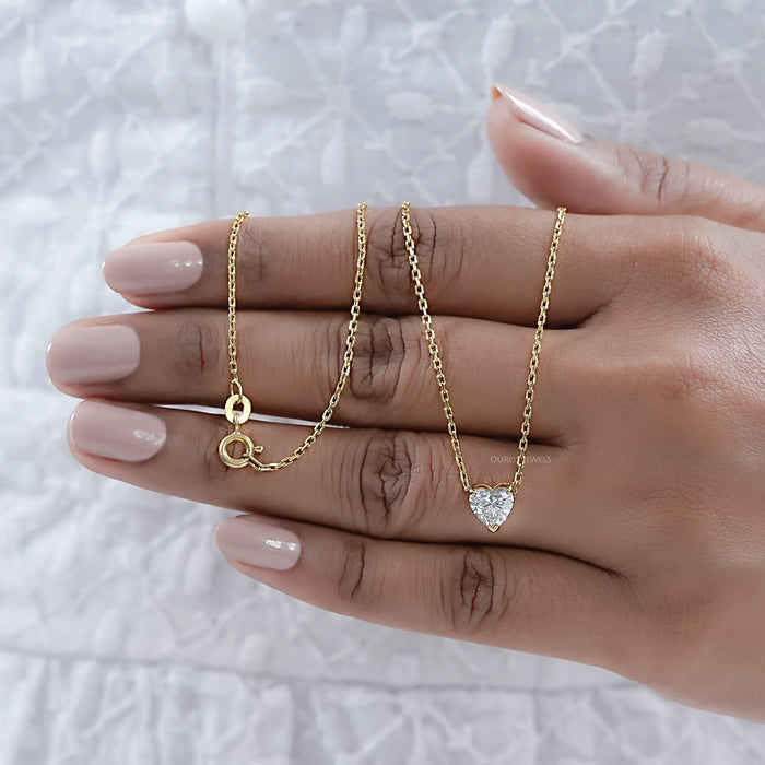 Heart Shaped Diamond Solitaire Pendant