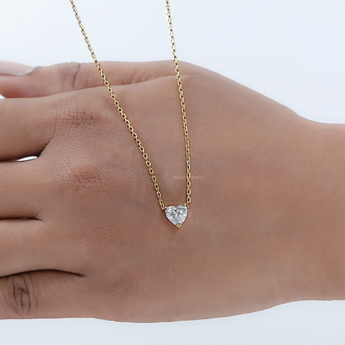 Heart Shaped Diamond Solitaire Pendant