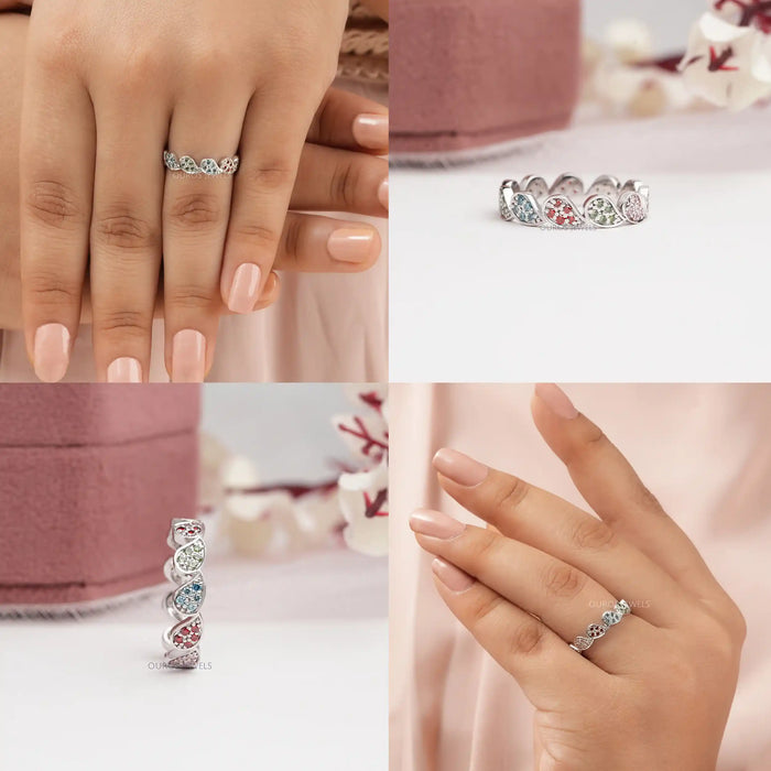 Fancy Color Round Diamond Eternity Wedding Band