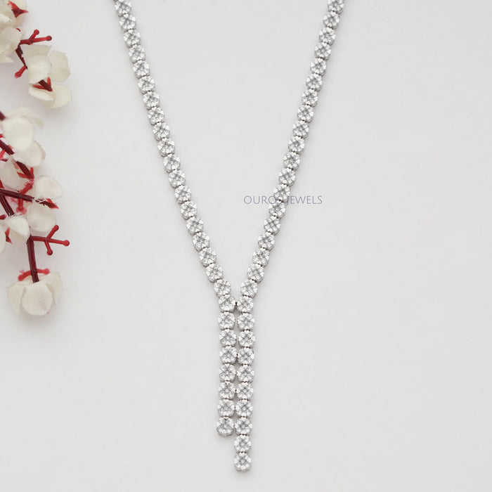 Round Lab Diamond Tennis Necklace Set