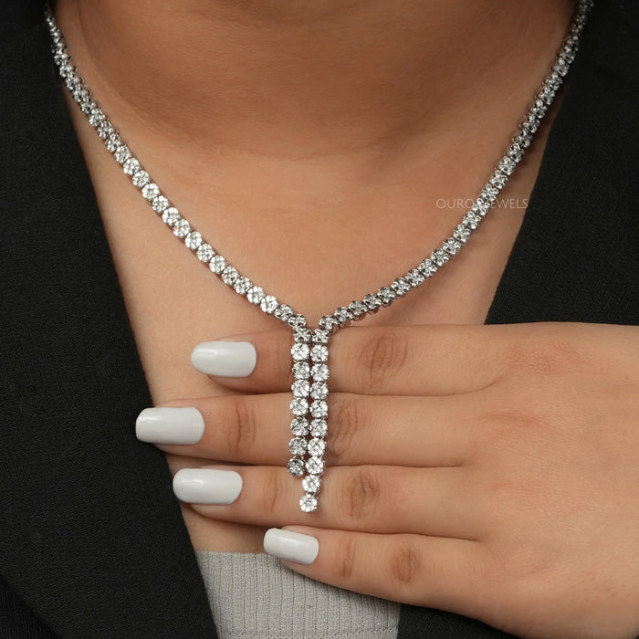 Round Lab Diamond Tennis Necklace Set