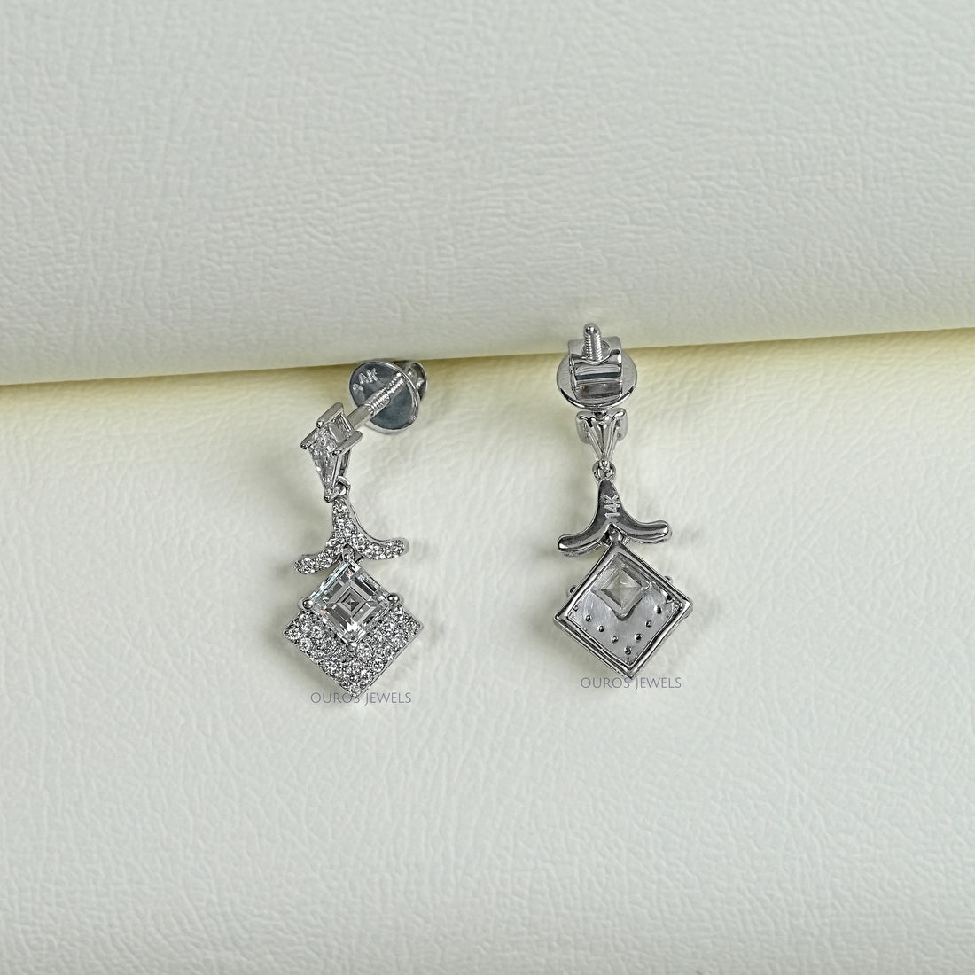 Carre Cut Lab Diamond Dangle Earrings Earring