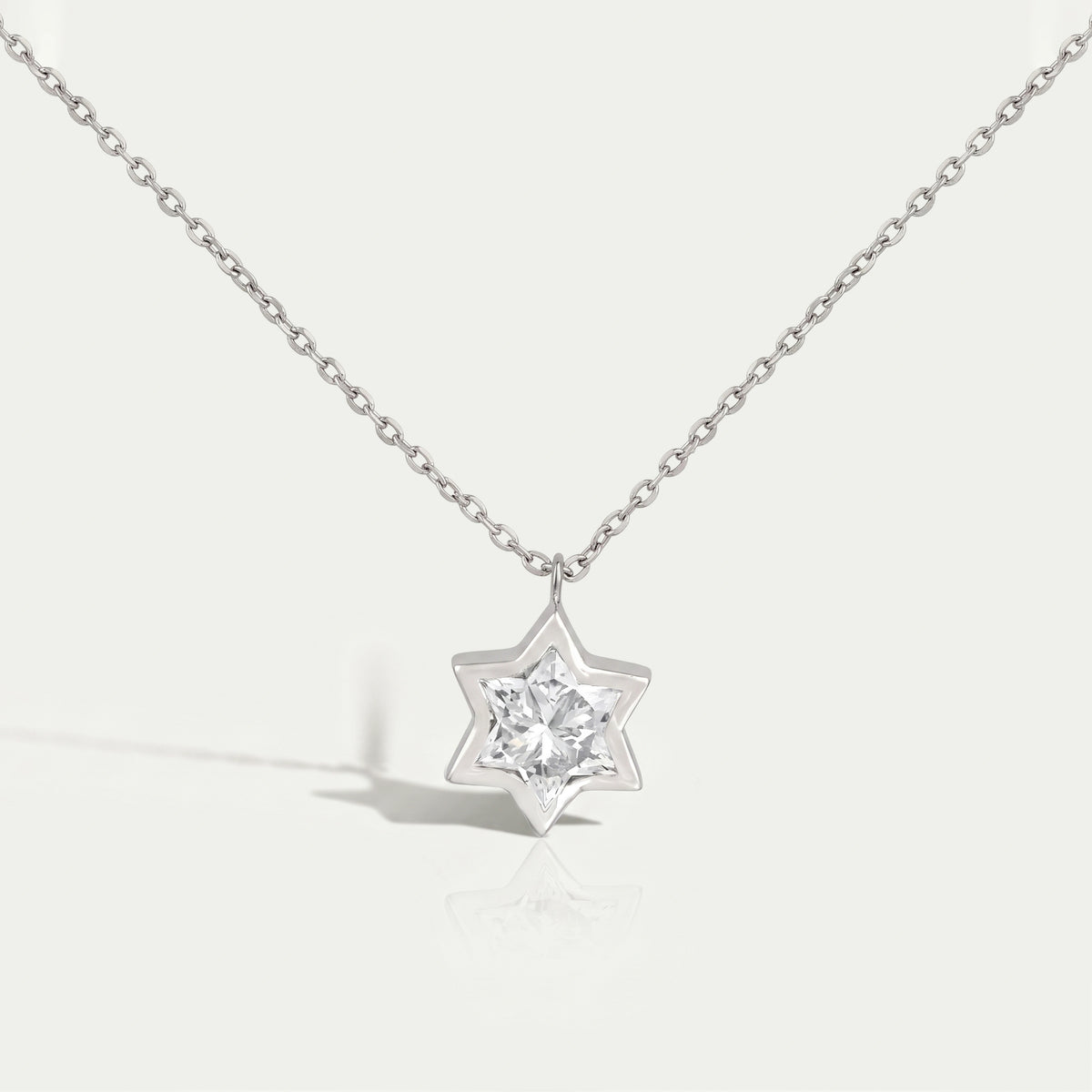 David Star Diamond Bezel Set Solitaire Pendant