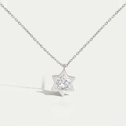 David Star Diamond Bezel Set Solitaire Pendant