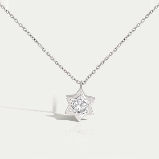David Star Diamond Bezel Set Solitaire Pendant