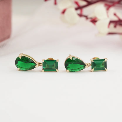 Green Gem Drop Earrings