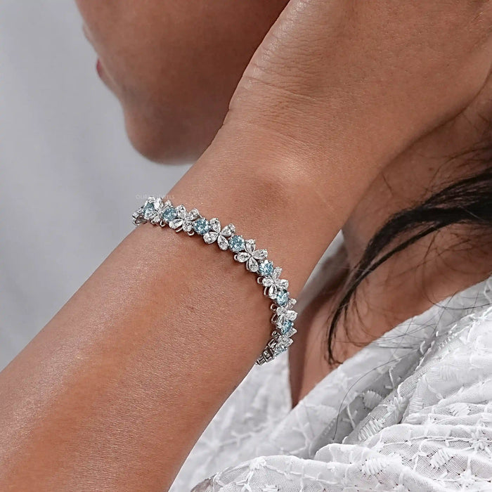 Pear Shaped Diamond Flower Bracelet