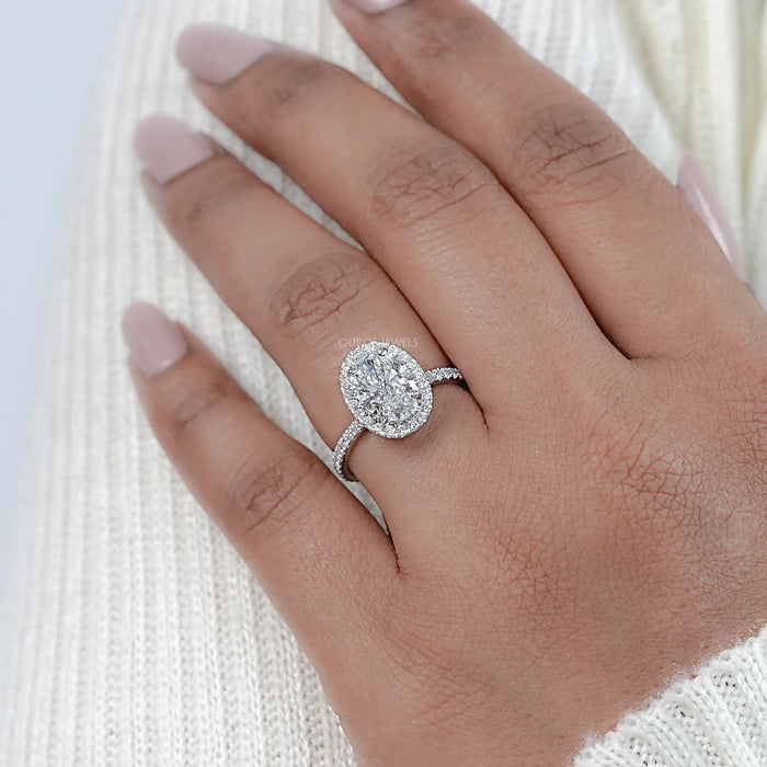 Accented Oval Cut Halo Diamond Engagement Ring