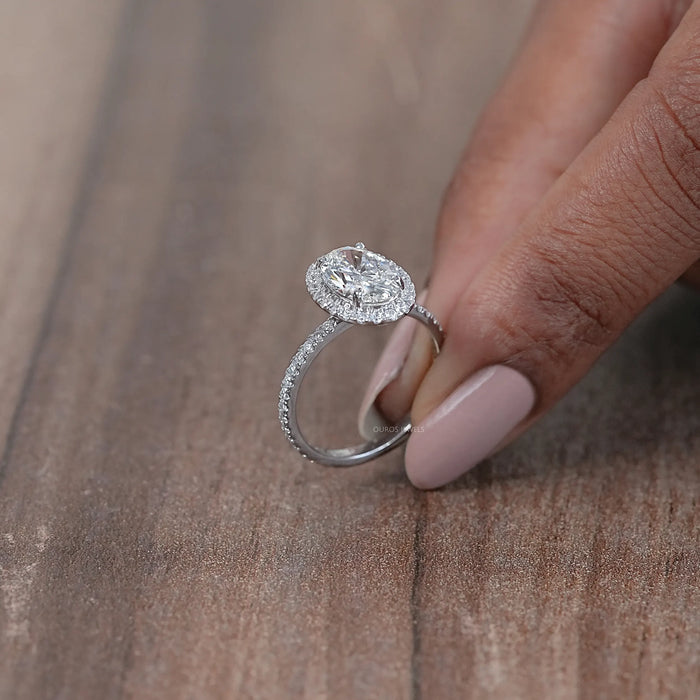 Accented Oval Cut Halo Diamond Engagement Ring