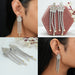 collages of multi stone manufatured diamonds two tone chandelier earrings