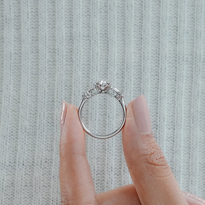 Oval And Pear Lab Diamond Five Stone Engagement Ring
