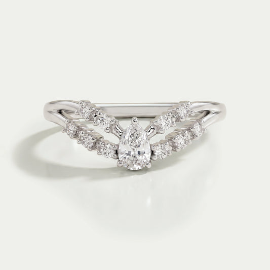 Pear Diamond Double Curved Band Rings