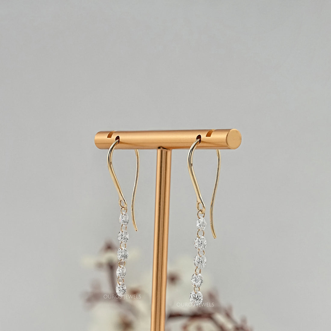 Lab Grown Round Diamond Wire Hook Back Dangle Earrings Earring