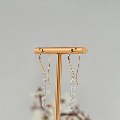 Lab Grown Round Diamond Wire Hook Back Dangle Earrings Earring