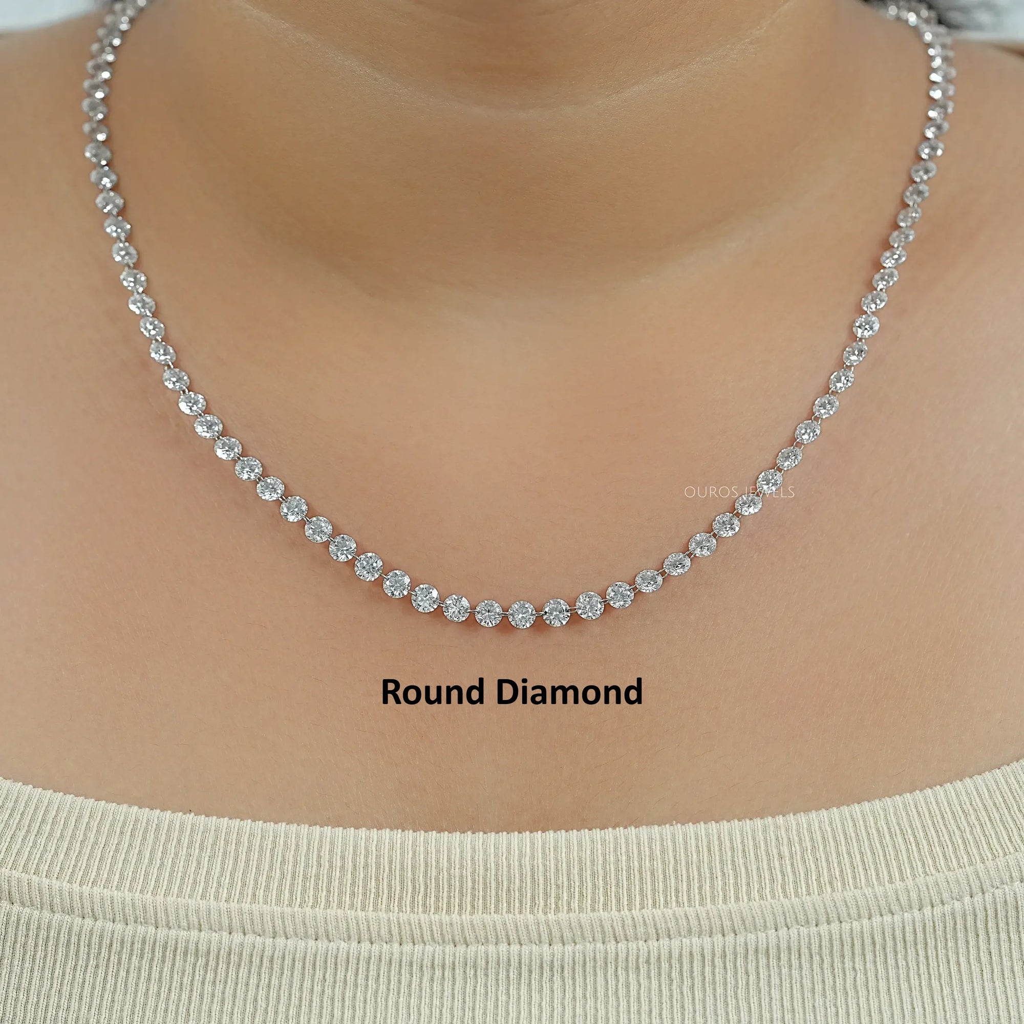 Emerald Cut Lab Grown Diamond Tennis Necklace