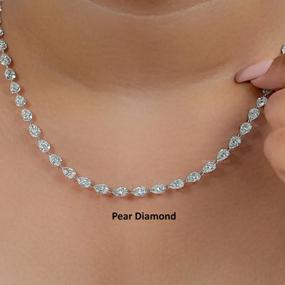Emerald Cut Lab Grown Diamond Tennis Necklace