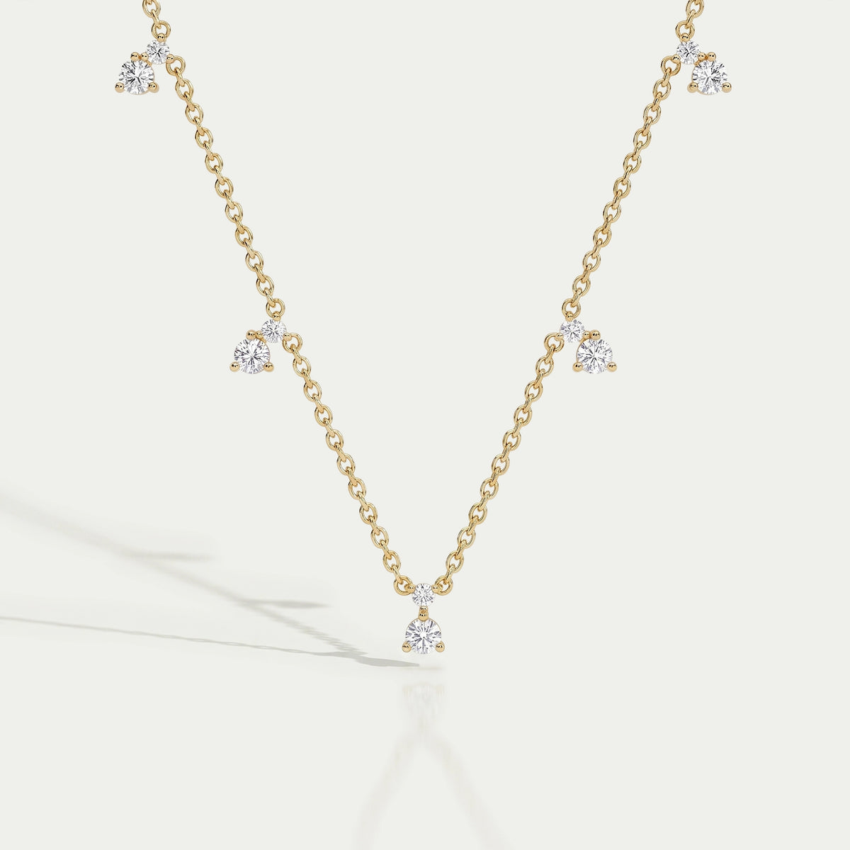 Round Diamond Drop Station Necklace Necklaces