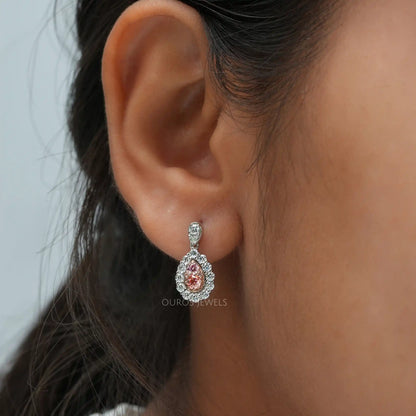 Round Cluster Diamond Halo Drop Dangle Earrings Earrings