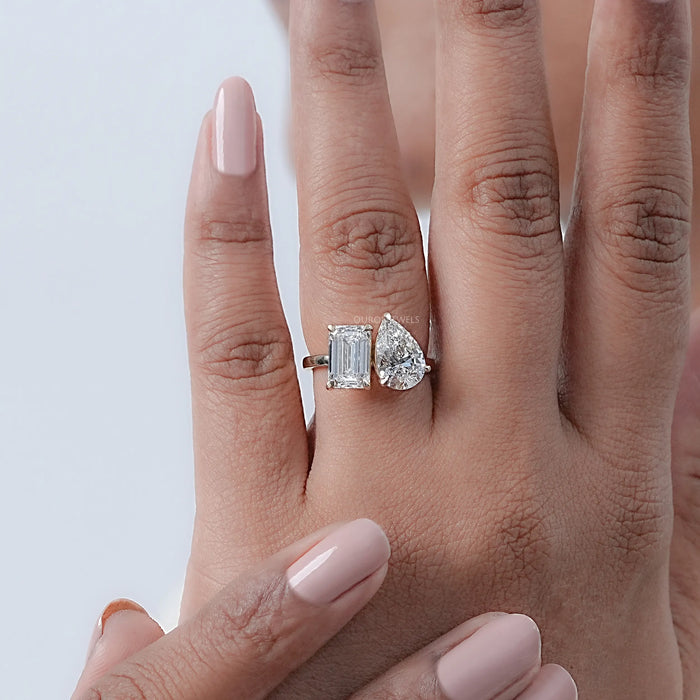 Pear and Emerald Lab Grown Diamond Toi Et Moi Ring