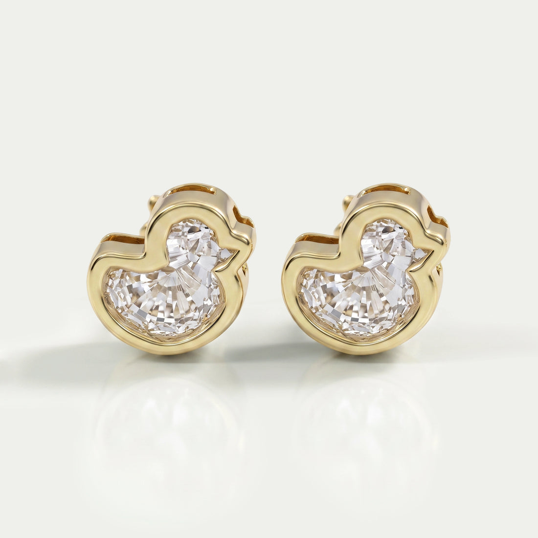 Duck Cut Lab Diamond Bezel Set Stud Earrings Earring