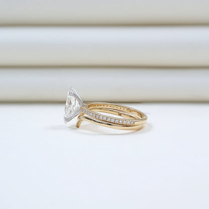 Dutch Marquise Diamond Curved Engagement Ring Set Rings