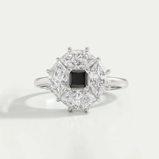Princess Cut Lab Diamond Halo Dutch Marquise Ring Rings