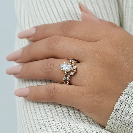 Dutch Marquise Lab Diamond Bridal Ring Set Ring