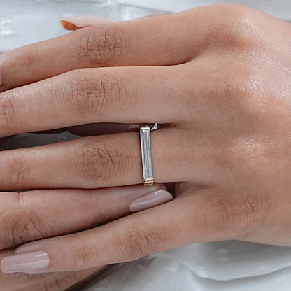 East West Baguette Lab Diamond Solitaire Ring Rings