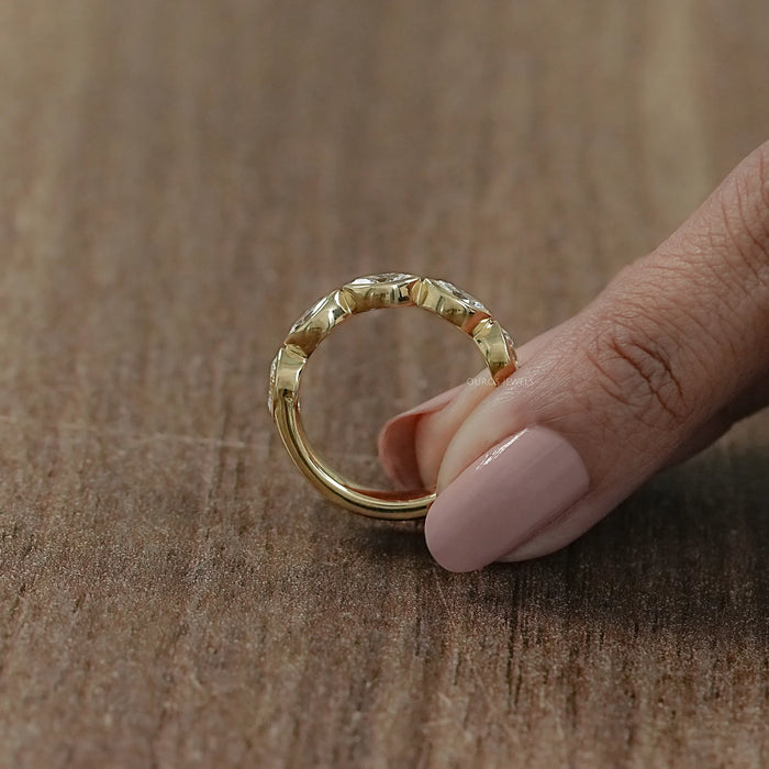 East West Marquise Diamond Bezel Set Half Eternity Band