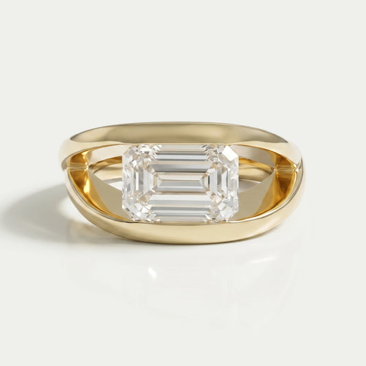 East West Bezel Emerald Diamond Ring