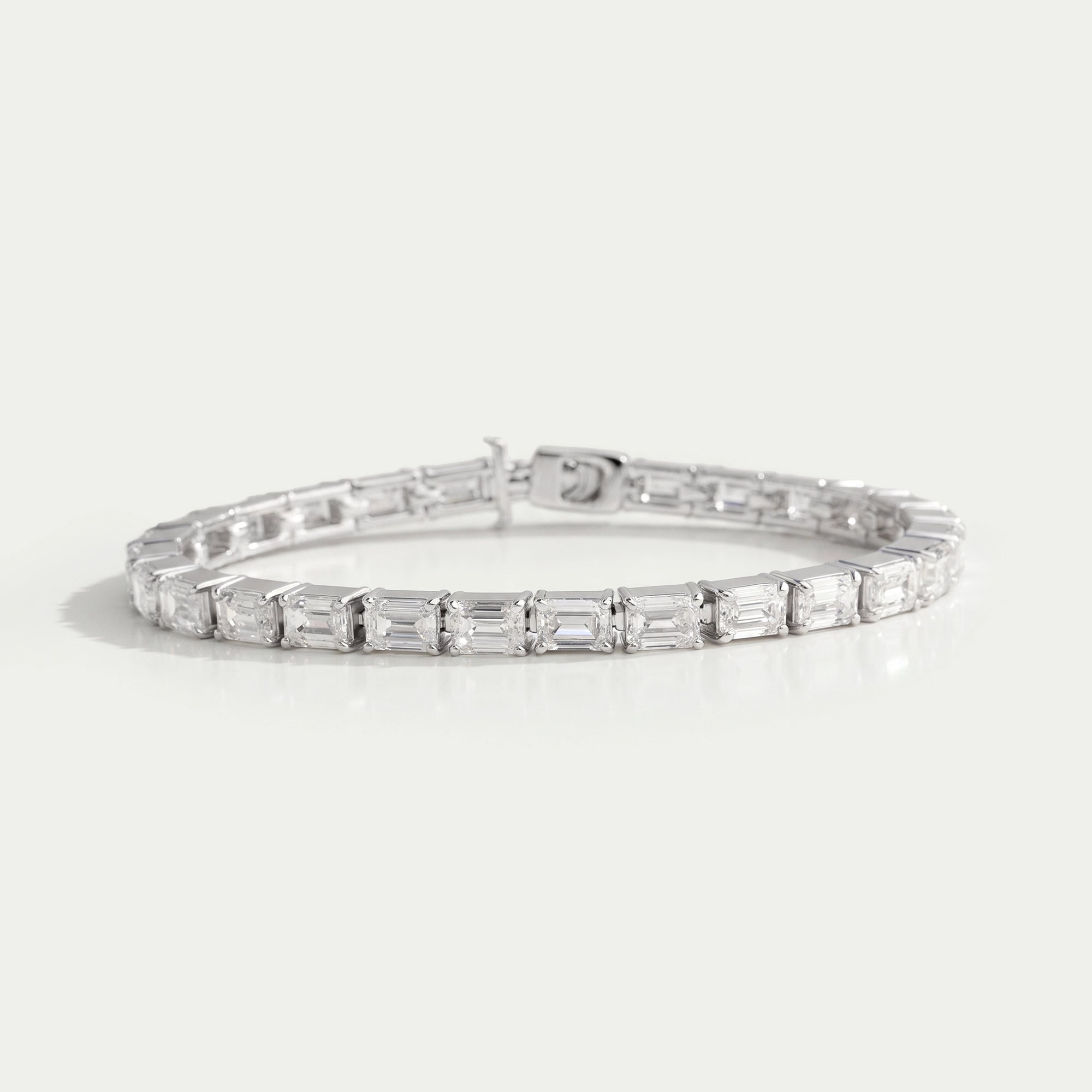 East-West Set Emerald Diamond Tennis Bracelet