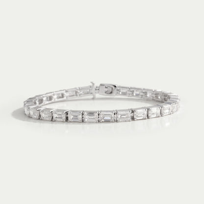 East-West Set Emerald Diamond Tennis Bracelet