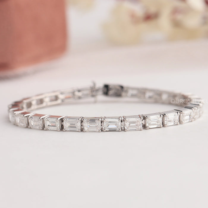 Emerald Cut Lab Diamond Line Bracelet